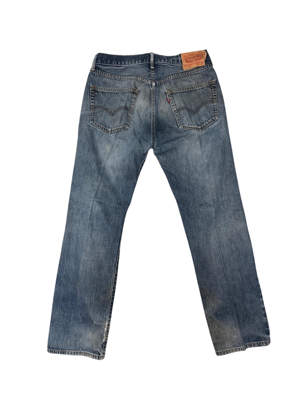Levis 501 Jeans Mens 32x30 (34x32) Blue Straight Leg Distressed Denim Faded